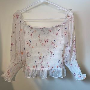White, floral top with fun sleeves